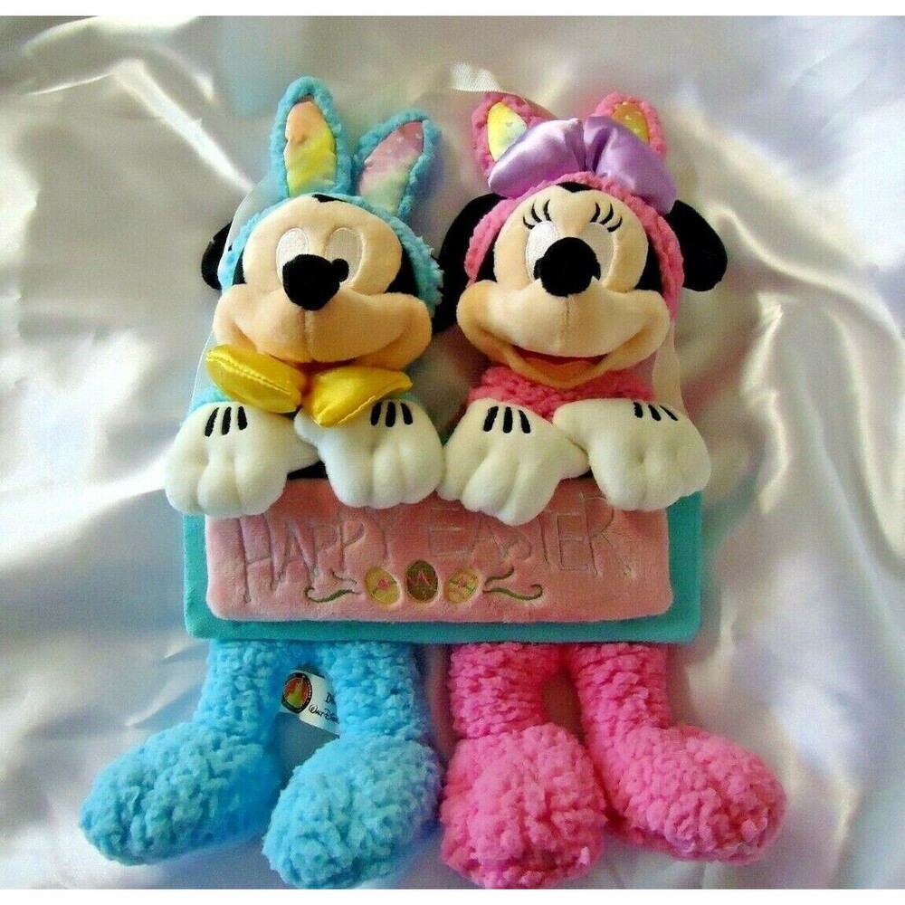 Disney Easter Sign Plush Minnie Mouse Mickey Mouse Vintage HTF Collectors Dream